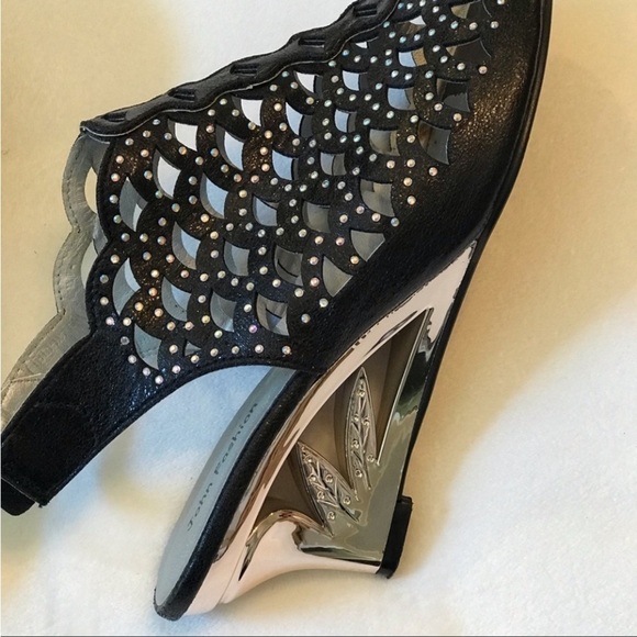 NWOB John Fashion Allover Sequined Open Toe 9 - Picture 7 of 8